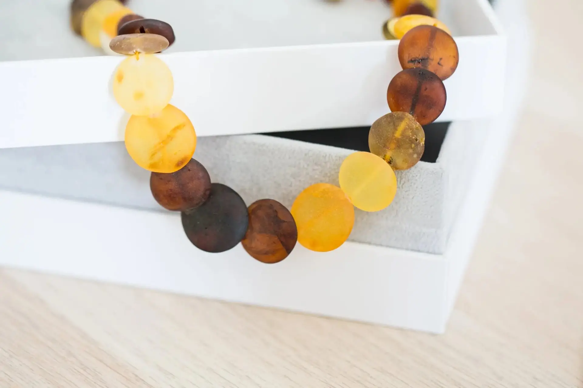 Colourful Round Amber Bead Necklace - Image 3